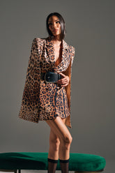 AMINAH LEOPARD PRINT BLAZER DRESS