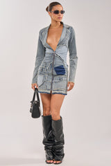 BURNING BLUE BLAZER DENIM MINI DRESS