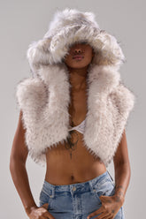 COCO CROPPED FUR VEST IN WHITE MULTI