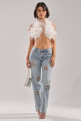 DIVINE FEMININE ENERGY RHINESTONE DETAIL JEANS