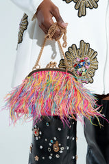 AZONTINA PINK FEATHER PURSE