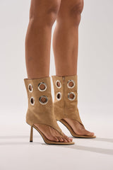 AZALEA WANG BAINA TAN SILVER HARDWARE STILETTO SANDAL