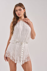 BOOTS ON LACE ROMPER IN WHITE