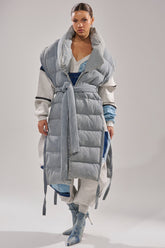 PILOT JONES LONG LINE PUFFER VEST IN DENIM