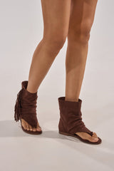 AZALEA WANG FIDDA CHOCOLATE GLADIATOR FLAT SANDAL