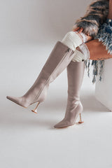 AZALEA WANG GAMMA GREY CHUNKY KNEE HIGH BOOT