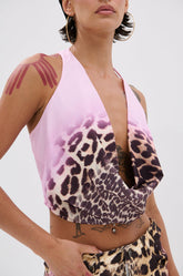 COCO LEOPARD PRINT HALTER TOP
