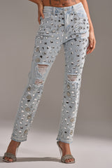 DAMN GIRL EMBELLISHED SKINNY DENIM