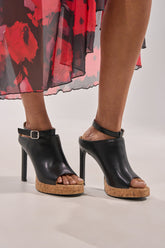 AZALEA WANG MAELIE BLACK AND CORK STILETTO SANDAL