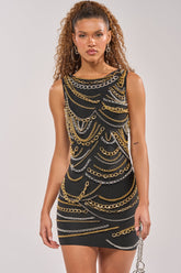 BLOWING KISSES CHAIN DETAIL MINI DRESS