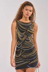 BLOWING KISSES CHAIN DETAIL MINI DRESS