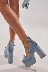 AZALEA WANG SPROUT DENIM CHUNKY PUMP