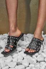 AZALEA WANG VANDAL BLACK NOVELTY HEEL SANDAL