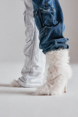 AZALEA WANG VITYA IVORY FUR BOOTIE