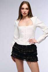 CLARA PEPLUM BUTTON DOWN TOP