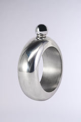 DRINKS ON ME FLASK BRACELET IN SILVER