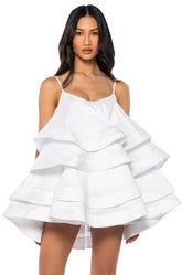 LOOKING FOR LUST RUFFLE MINI DRESS IN WHITE