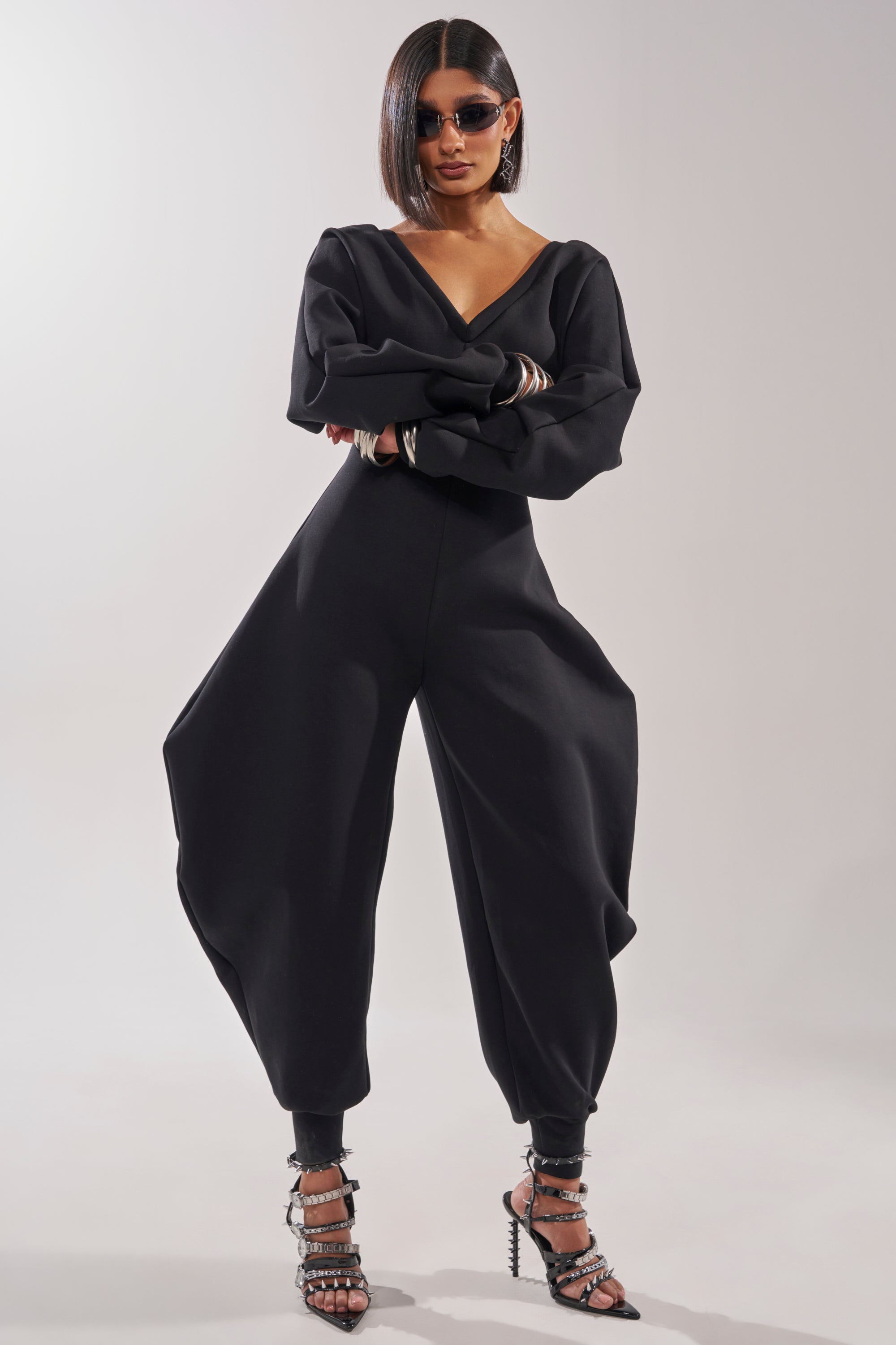 COMFY COZY SWEATSHIRT JUMPSUIT IN BLACK