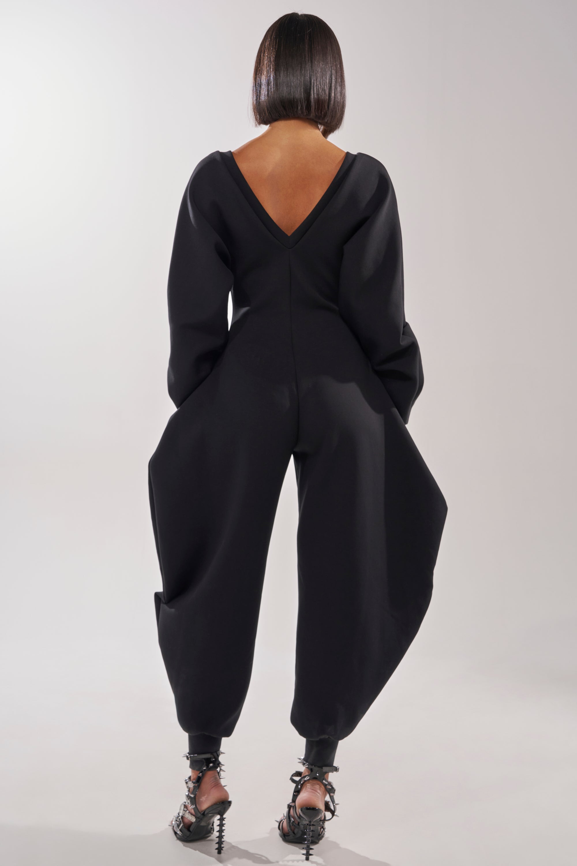 COMFY COZY SWEATSHIRT JUMPSUIT IN BLACK