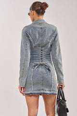 BURNING BLUE BLAZER DENIM MINI DRESS