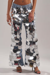 CHECK IT OUT SEQUIN DENIM PANT
