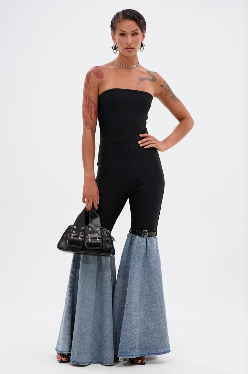 COOL GIRL DENIM BANDAGE JUMPSUIT