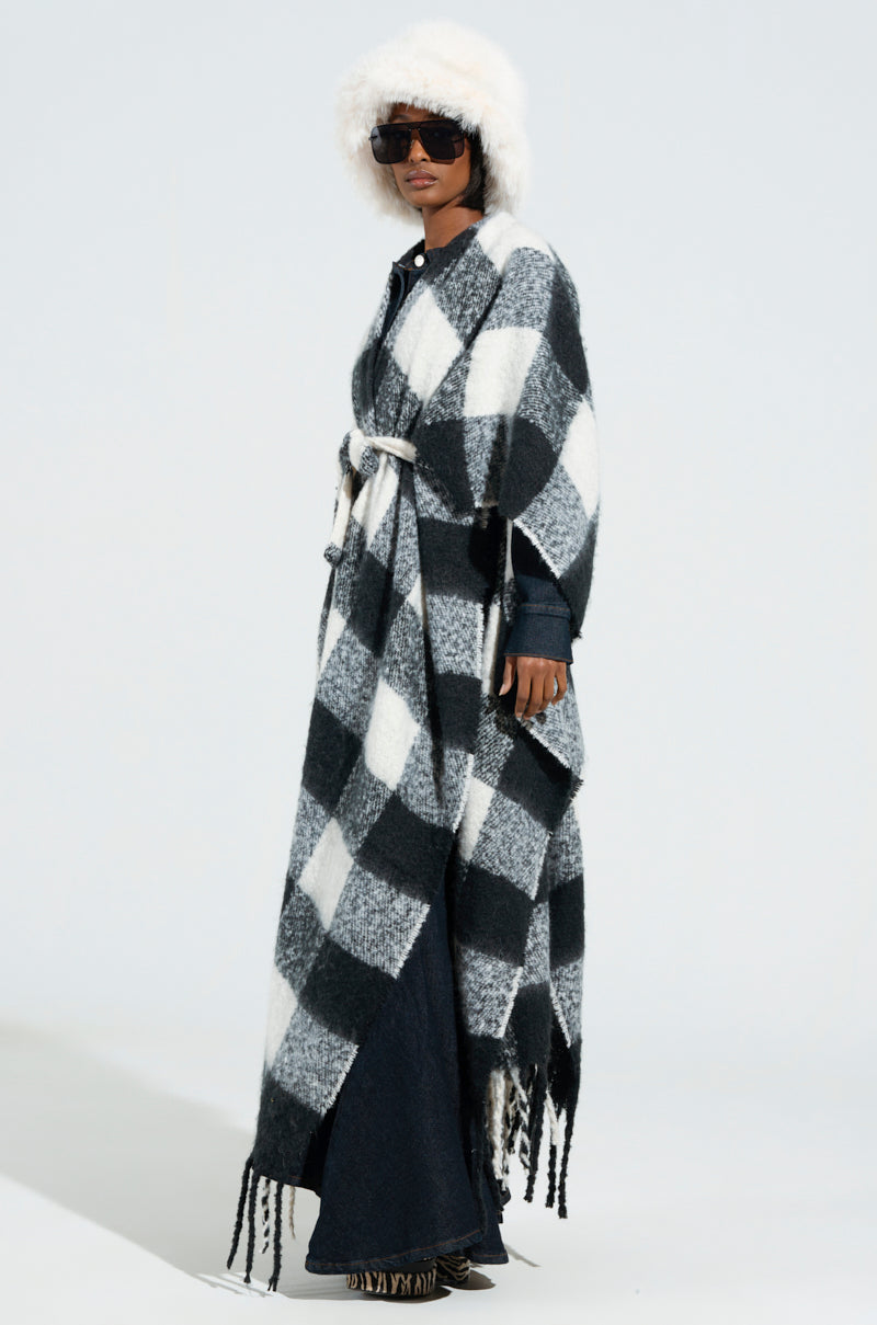 CLASSY PLAID PONCHO