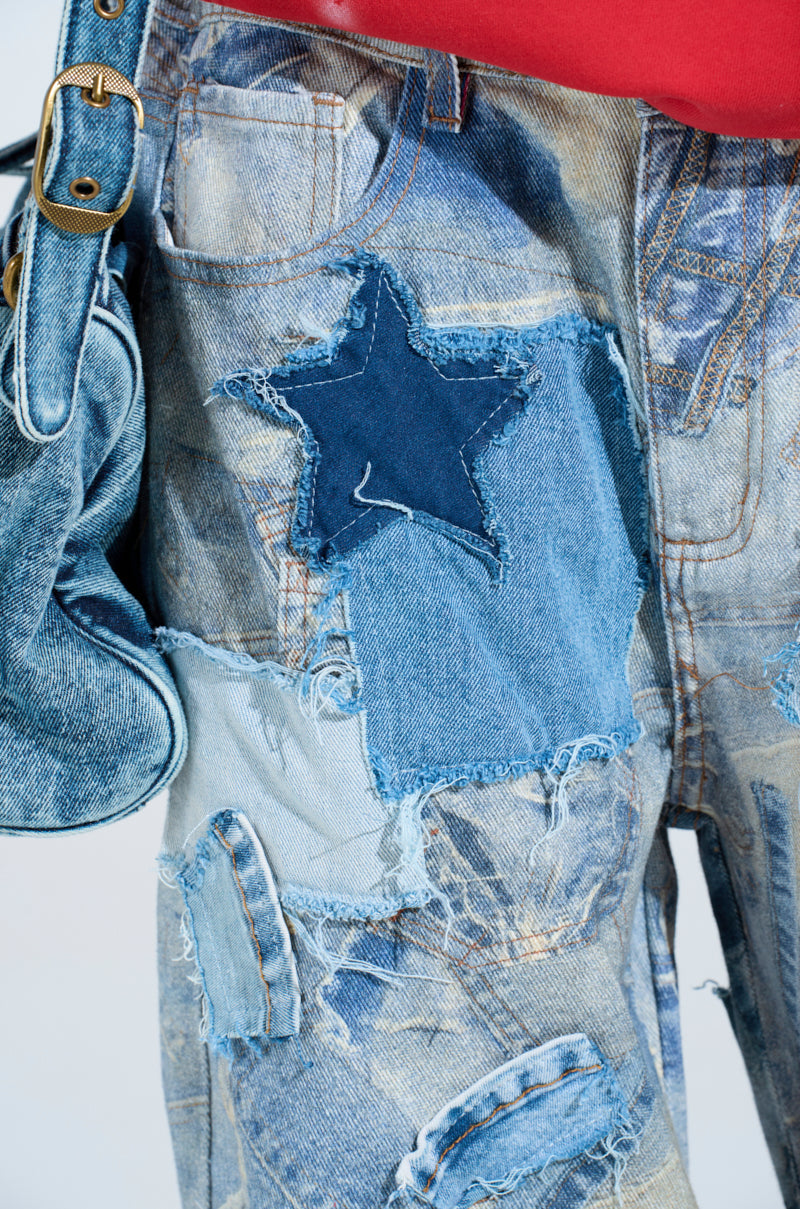 DENIM ON DENIM PATCHWORK JEANS