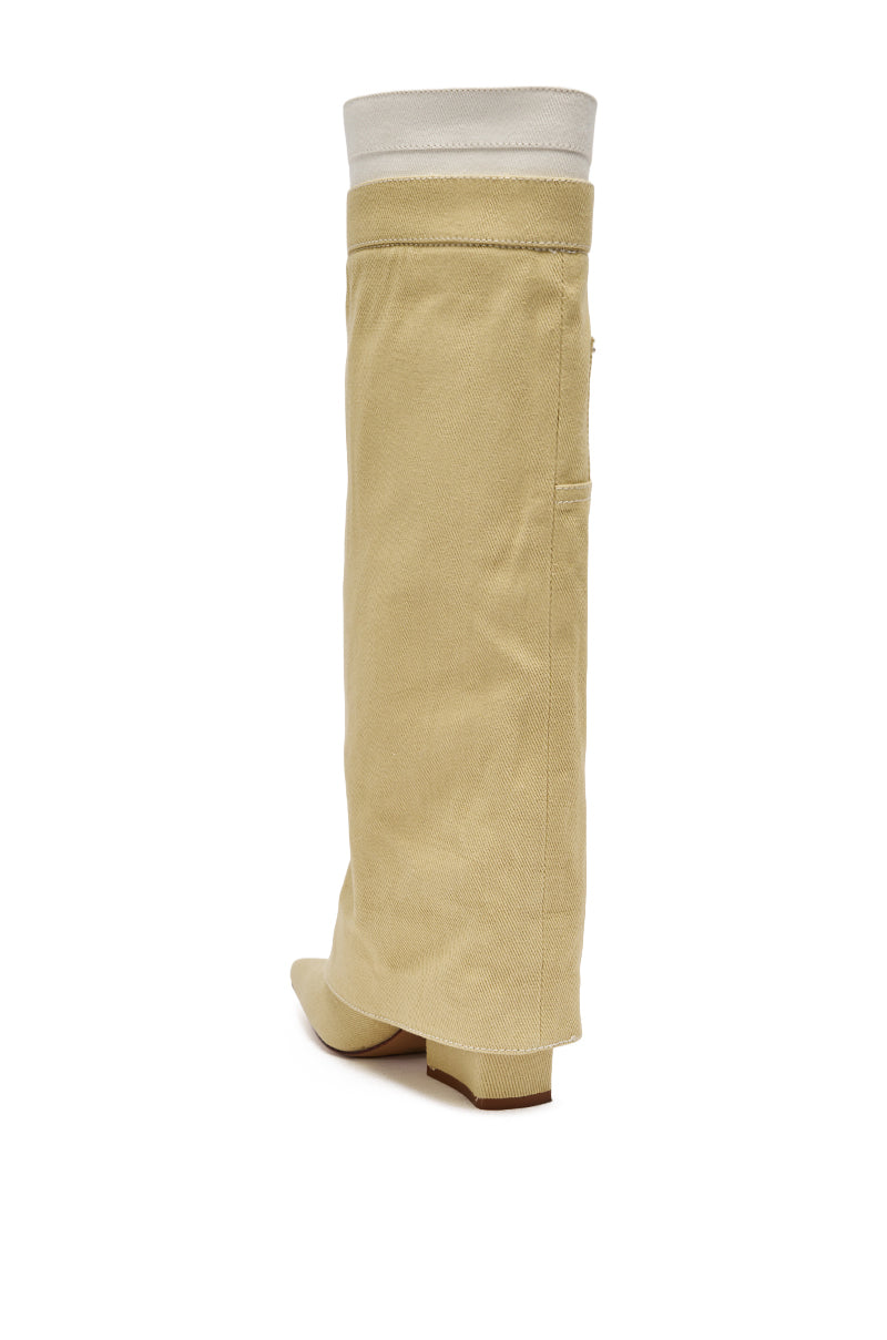 AZALEA WANG DOUBLE FLY BEIGE CHUNKY BOOT