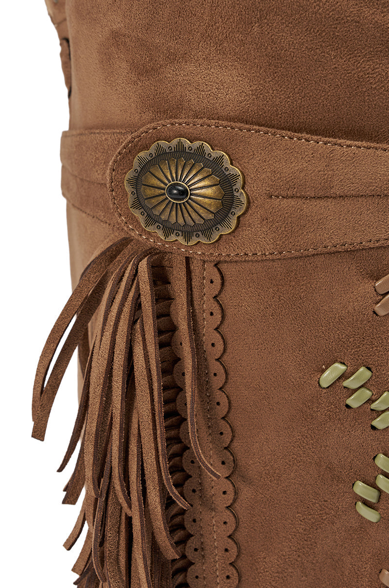 AZALEA WANG EDMUND BROWN FLAT WESTERN BOOT