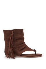 AZALEA WANG FIDDA CHOCOLATE GLADIATOR FLAT SANDAL