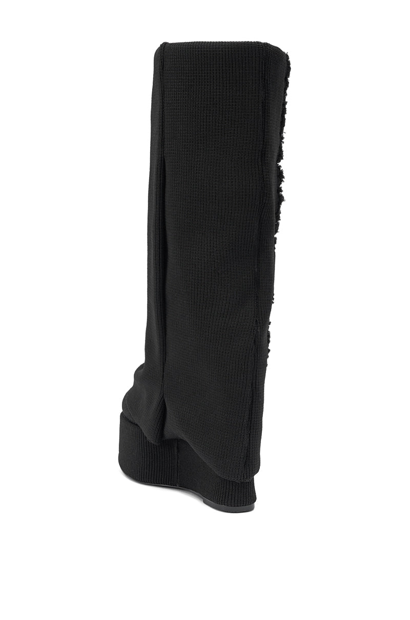 AZALEA WANG FRANKEYE BLACK WEDGE BOOT
