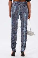 DAYS END RUCHED STACKED SNAKE SKINNY DENIM