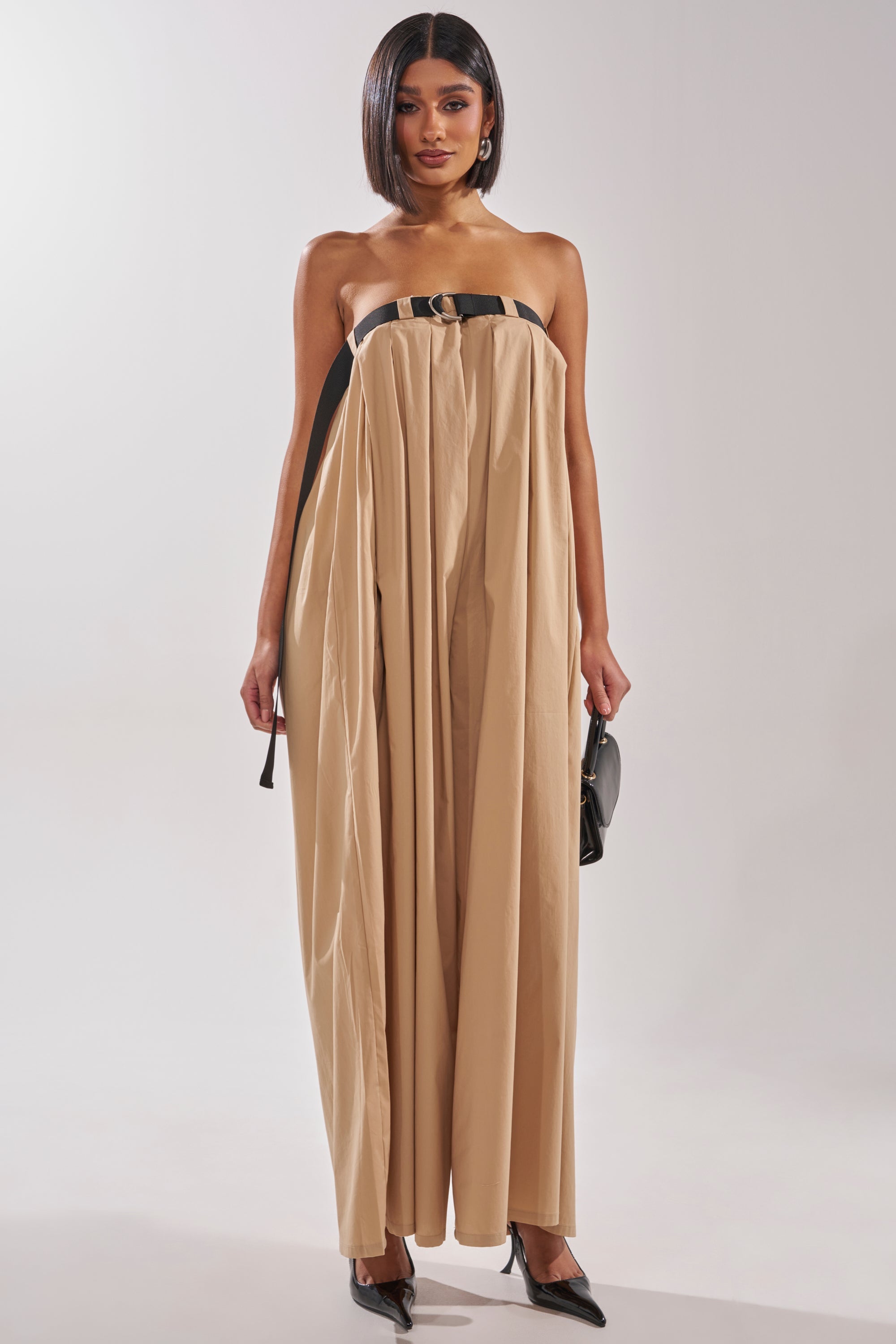 DIANE STRAPLESS OVERSIZED KHAKI JUMPSUIT
