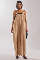 DIANE STRAPLESS OVERSIZED KHAKI JUMPSUIT