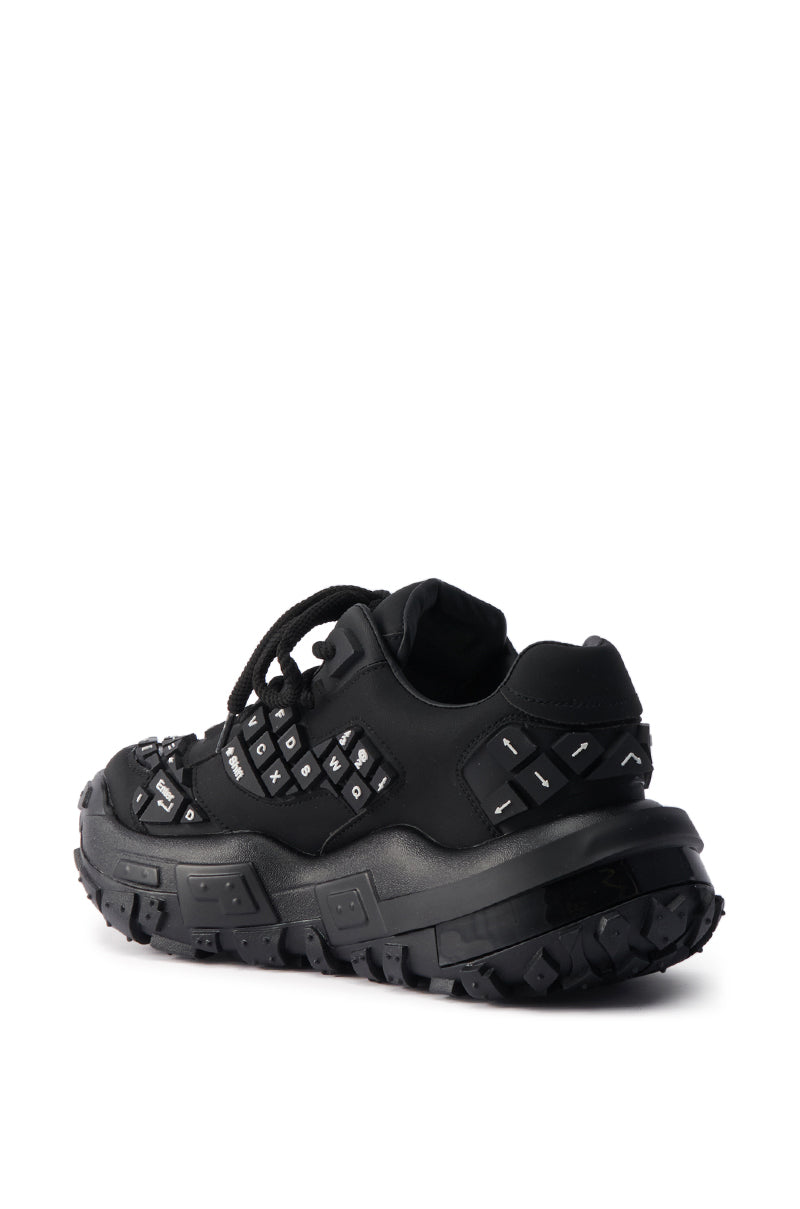 AZALEA WANG MAGNES BLACK KEYBOARD DETAIL SNEAKER