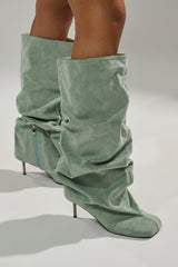 AZALEA WANG RANDALL SAGE FAUX SUEDE STILETTO BOOT