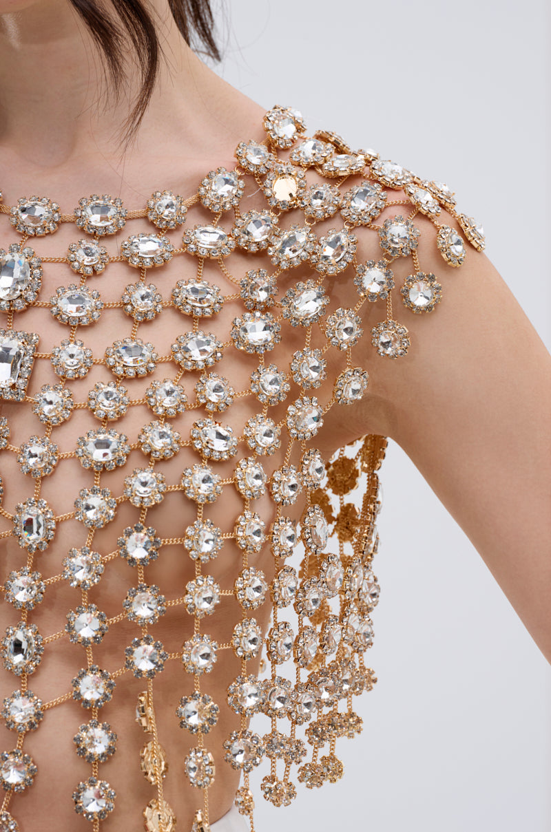 BEJEWELED GOLD SLEEVELESS TOP