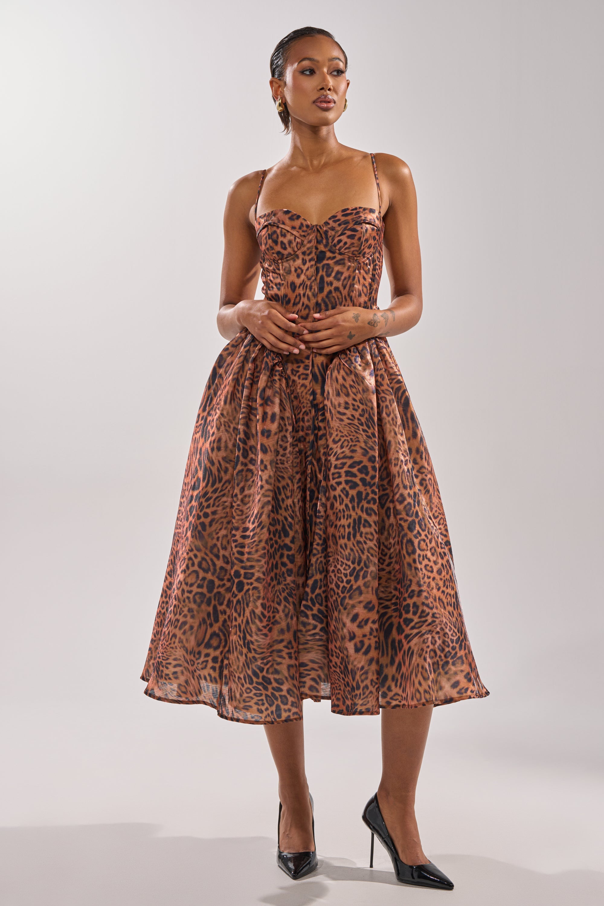 CHEETAH SISTERS MIDI DRESS
