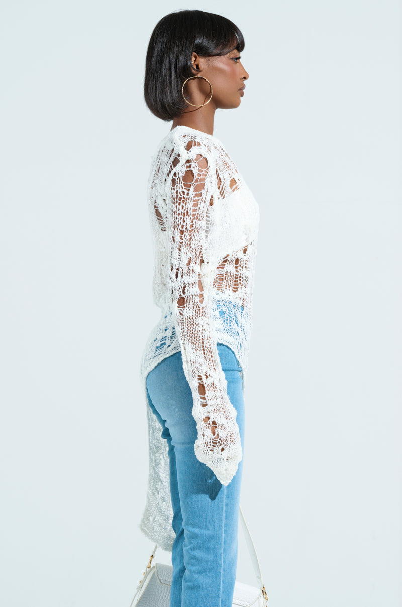 ASYMMETRICAL KNIT TOP IN IVORY