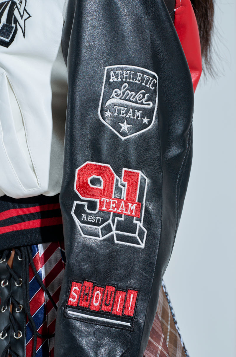 CHAMPIONS LEAGUE FAUX LEATHER BOMBER
