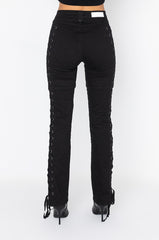 ALL AROUND ME LACE UP STRAIGHT JEANS