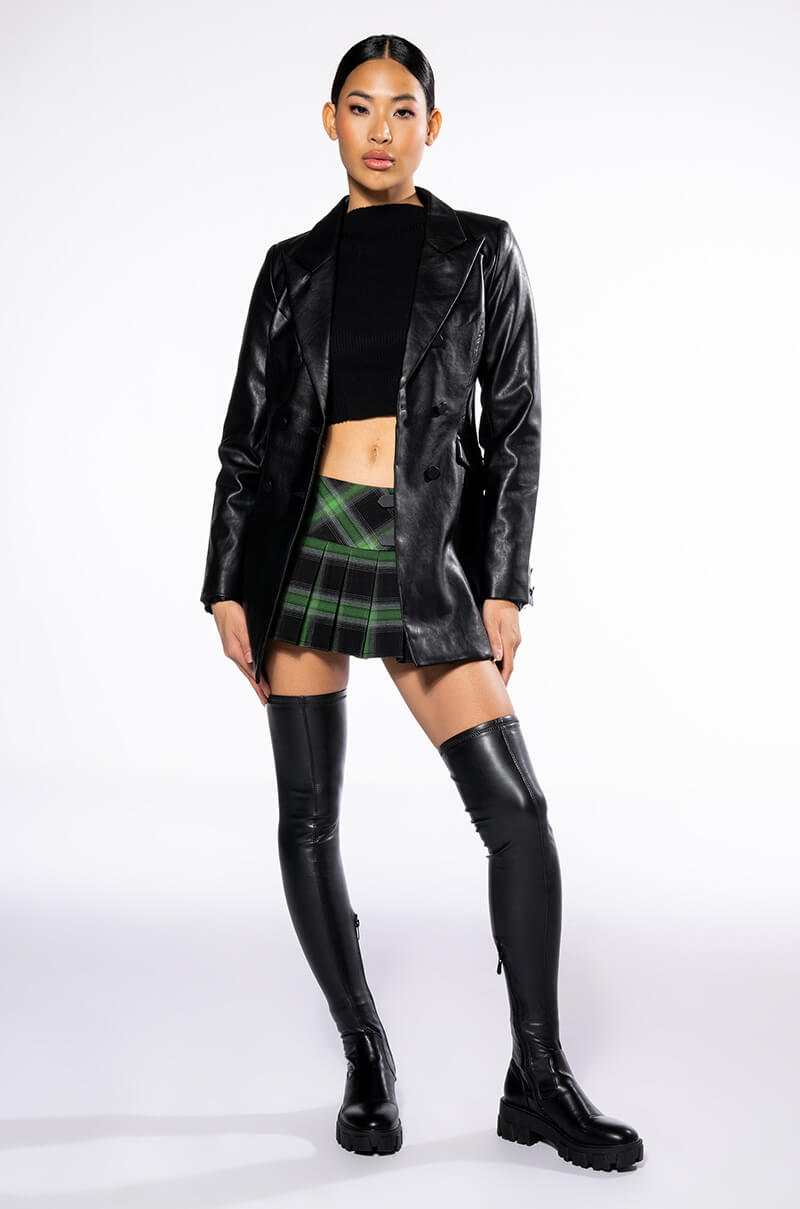 ALL YOU NEED PU BLAZER WITH BELT