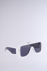 AMBER MONOBROW SUNGLASSES IN WHITE