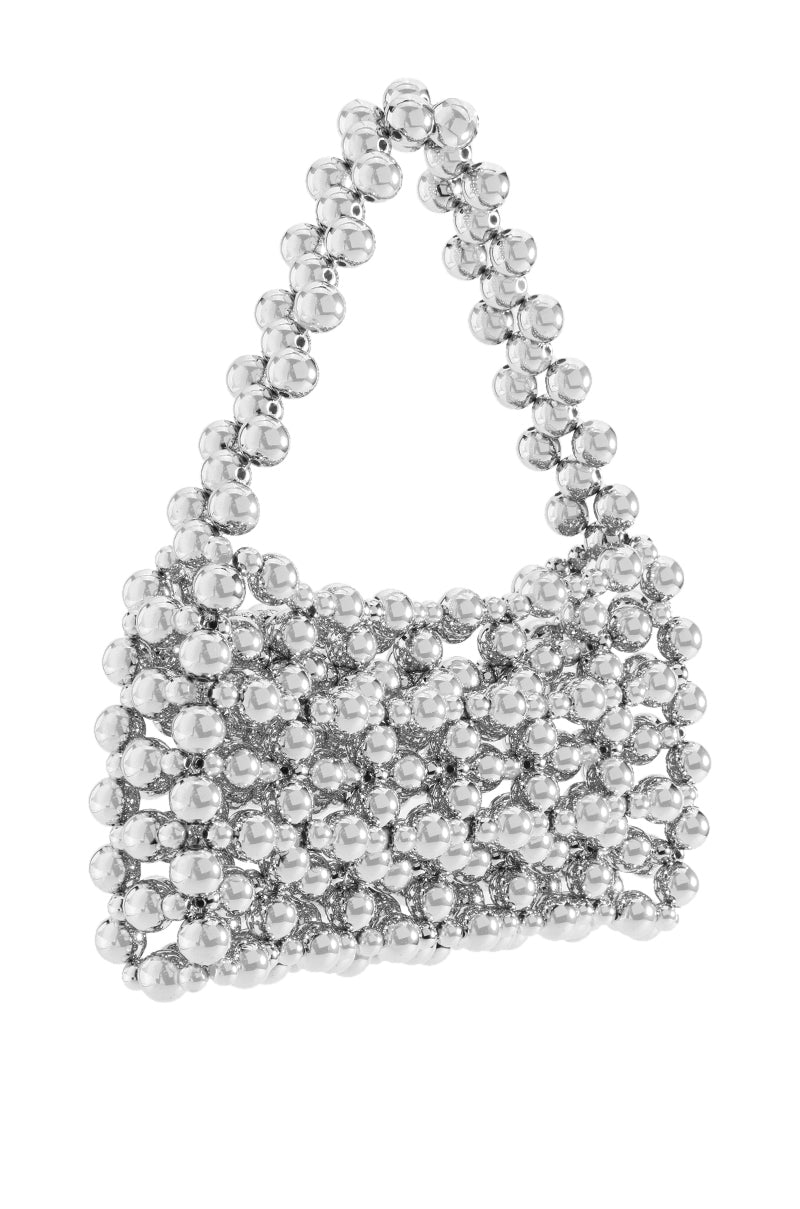 ANSEL SILVER BEADED PURSE