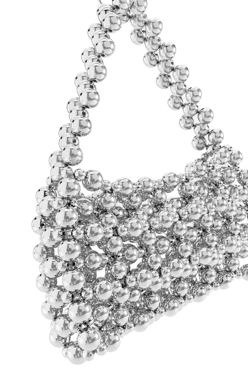 ANSEL SILVER BEADED PURSE