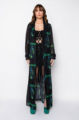 ANTISOCIAL SHEER LONG PRINTED TRENCH