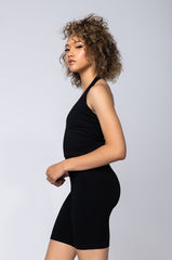 AROUND THE WAY RIBBED HALTER TOP BLACK