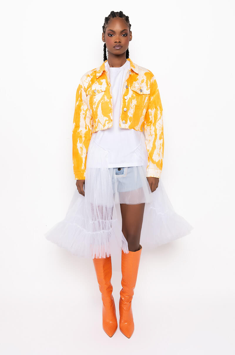 AS IF ORANGE TIE DYE DENIM JACKET