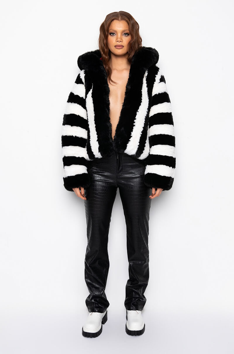 AZALEA WANG BDUBS FUR JACKET WITH HOOD